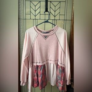 POL Pink Top with plaid trim